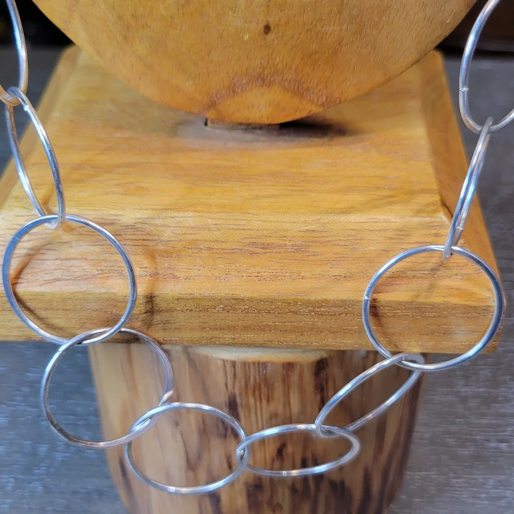Signed BR Silver Tone Chain Link Necklace 30" Long Banana Republic Jewelry - Picture 4 of 10